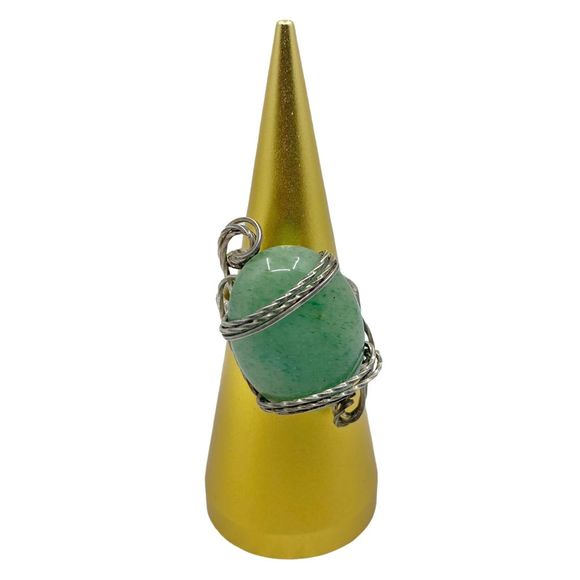 Vintage Wire-Wrapped Sea Glass Pendant Cocktail Ring - One Size - Picture 1 of 5